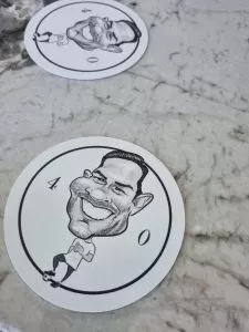 Custom 40th coaster caricature