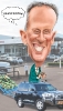 Car dealership manager leaving caricature